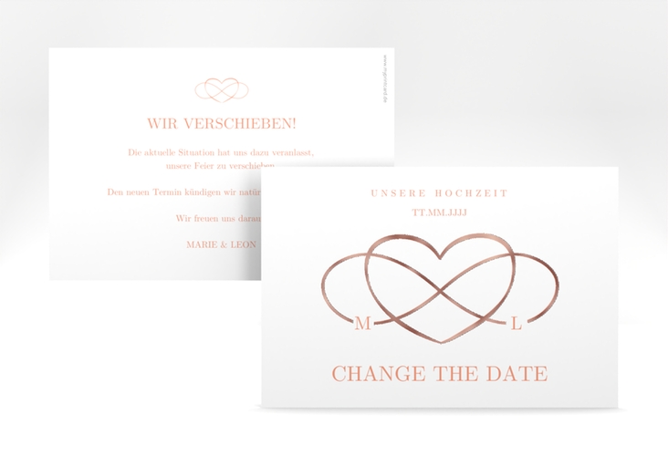 Change the Date-Karte Infinity A6 Karte quer apricot rosegold