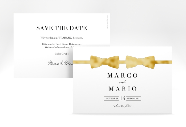 Save the Date-Karte Suits A6 Karte quer schwarz gold