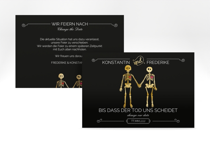 Change the Date-Karte Bones A6 Karte quer schwarz gold