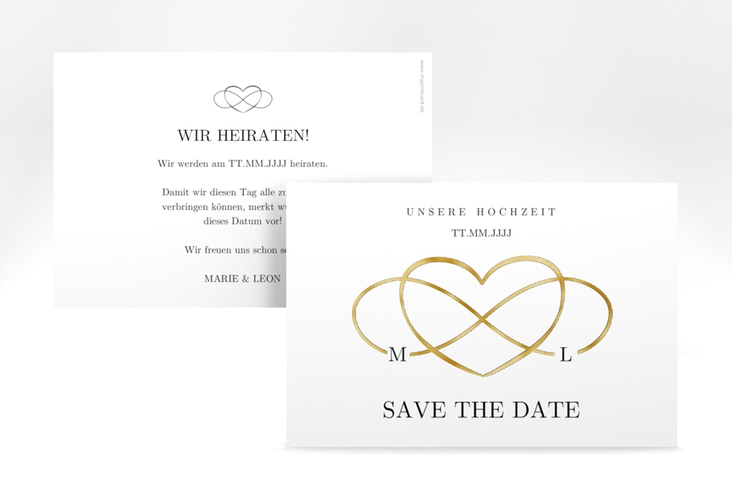 Save the Date-Karte Infinity A6 Karte quer schwarz gold