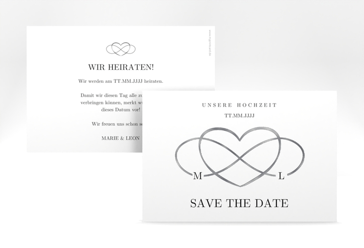 Save the Date-Karte Infinity A6 Karte quer schwarz silber