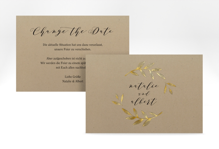 Change the Date-Karte Naturelove A6 Karte quer schwarz gold