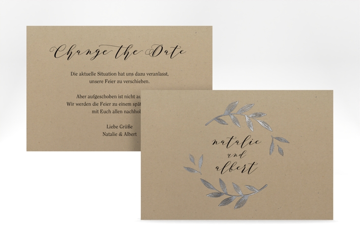 Change the Date-Karte Naturelove A6 Karte quer schwarz silber