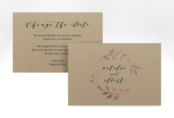 Change the Date-Karte Naturelove A6 Karte quer schwarz rosegold