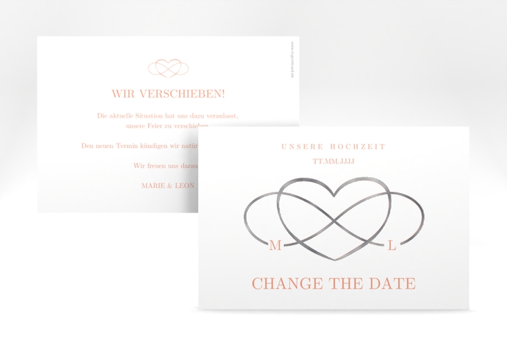 Change the Date-Karte Infinity A6 Karte quer apricot silber