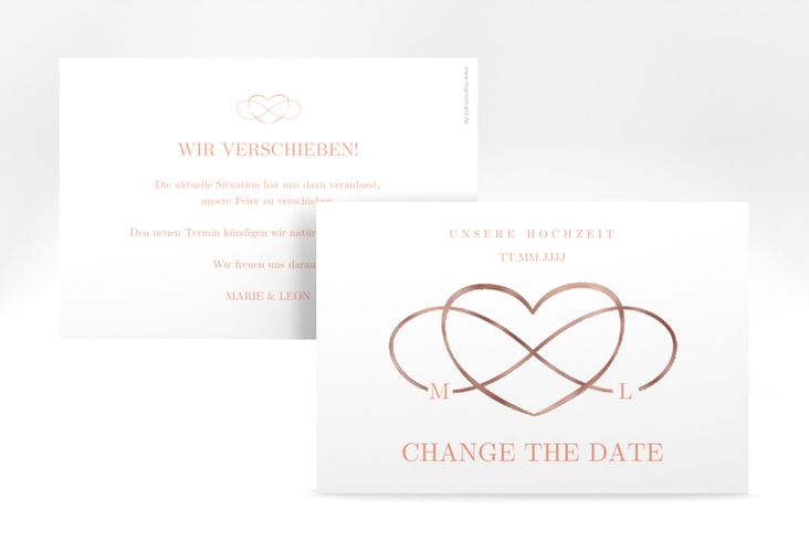 Change the Date-Karte Infinity A6 Karte quer apricot rosegold