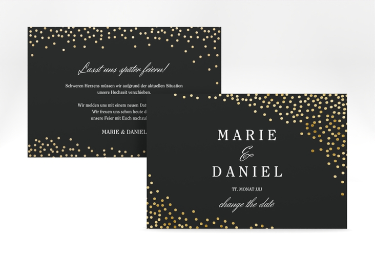 Change the Date-Karte Glitter A6 Karte quer schwarz gold