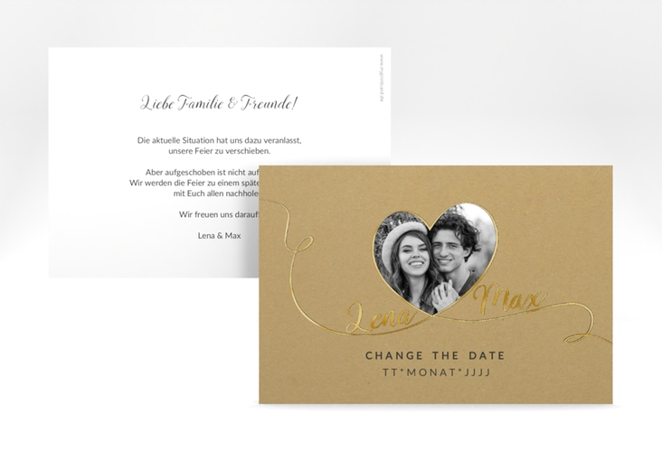 Change the Date-Karte Herzensbund A6 Karte quer schwarz gold