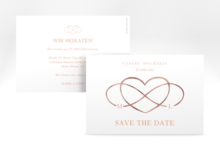 Save the Date-Karte Infinity A6 Karte quer apricot rosegold