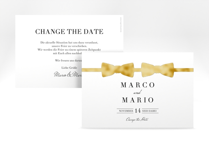 Change the Date-Karte Suits A6 Karte quer schwarz gold