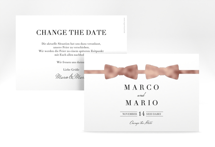 Change the Date-Karte Suits A6 Karte quer schwarz rosegold