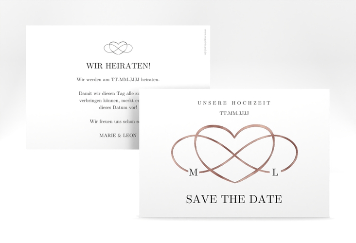 Save the Date-Karte Infinity A6 Karte quer schwarz rosegold