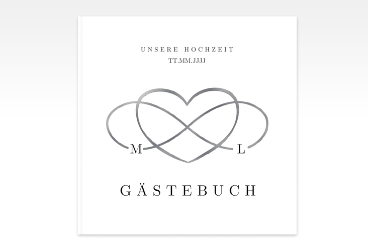 Gästebuch Creation Hochzeit Infinity 20 x 20 cm, Hardcover schwarz silber