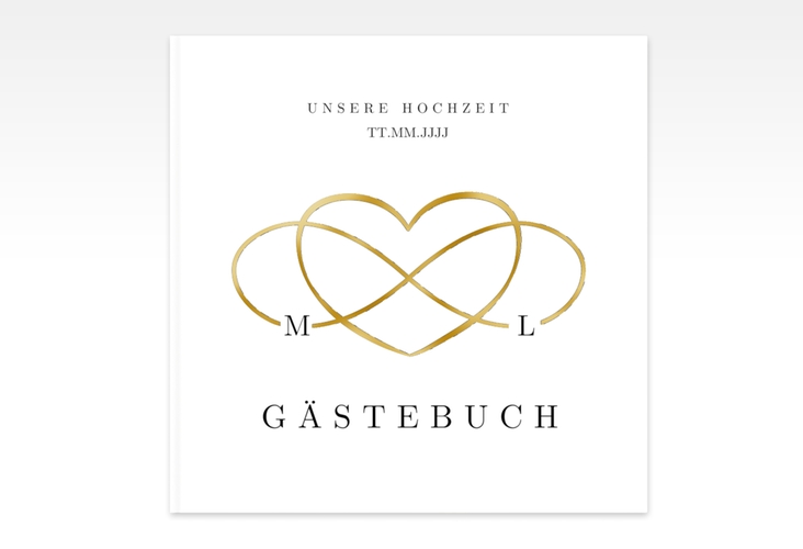 Gästebuch Creation Hochzeit Infinity 20 x 20 cm, Hardcover schwarz gold