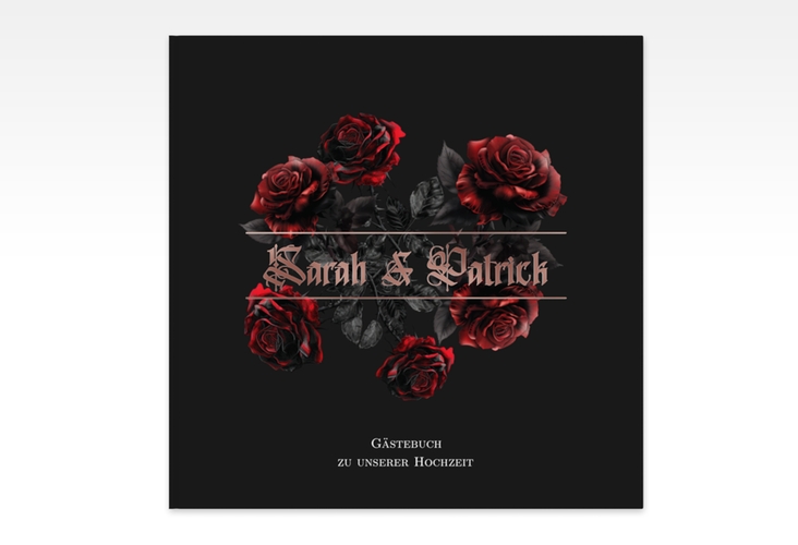 Gästebuch Creation Hochzeit Gothic Rose 20 x 20 cm, Hardcover schwarz rosegold