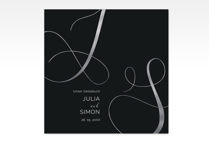 Gästebuch Creation Eheschließung 20 x 20 cm, Hardcover schwarz silber
