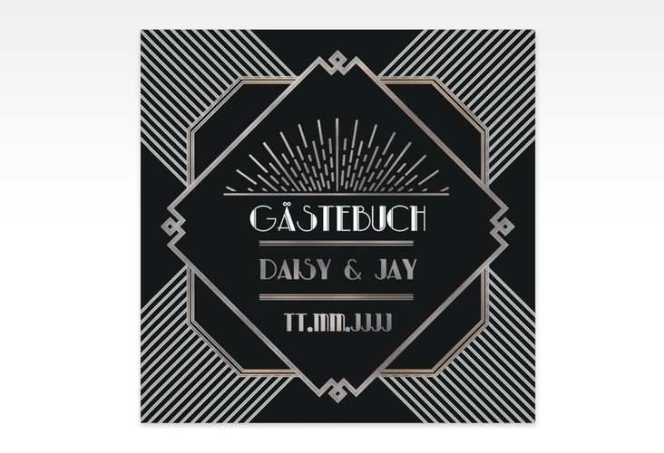 Gästebuch Creation Gatsby 20 x 20 cm, Hardcover schwarz silber im 20er-Jahre-Stil