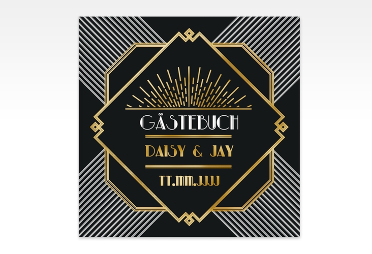 Gästebuch Creation Gatsby 20 x 20 cm, Hardcover schwarz gold im 20er-Jahre-Stil