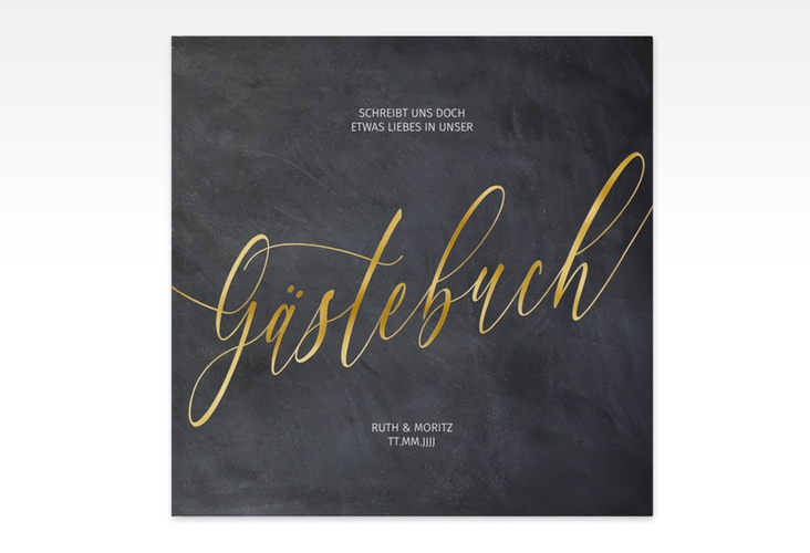 Gästebuch Creation Chalkboard 20 x 20 cm, Hardcover schwarz gold