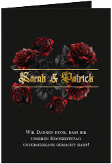 Danksagungskarte Hochzeit "Gothic Rose"