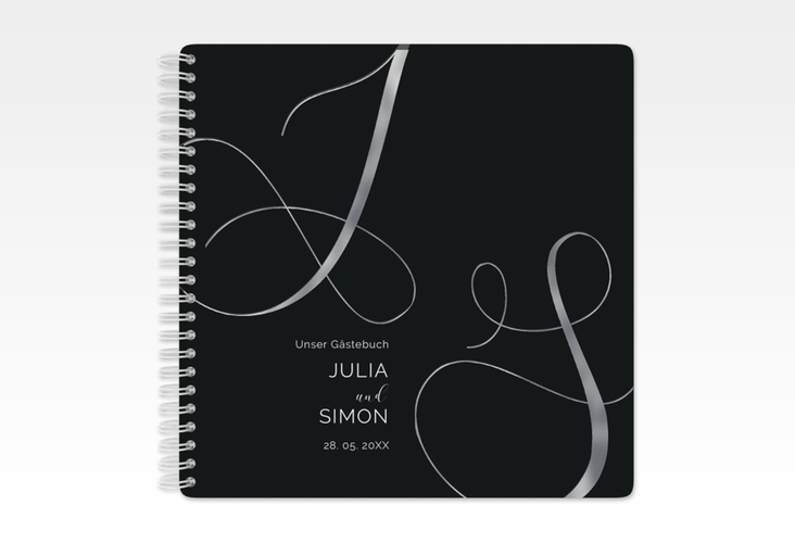 Gästebuch Hochzeit Eheschließung Ringbindung schwarz silber