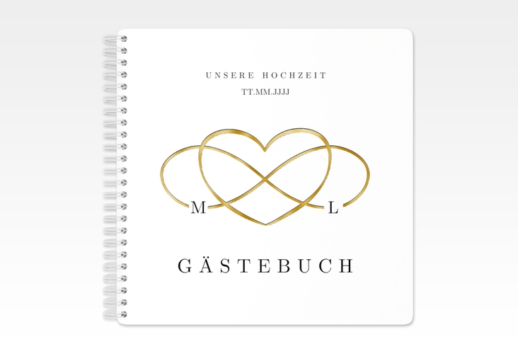 Gästebuch Hochzeit Infinity Ringbindung schwarz gold