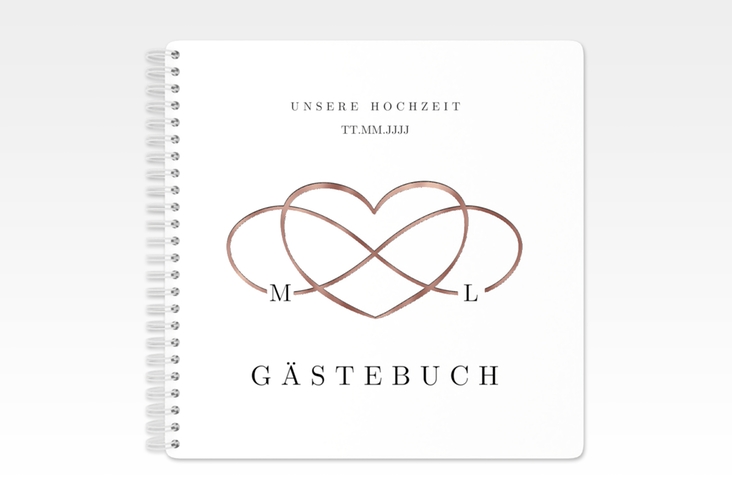 Gästebuch Hochzeit Infinity Ringbindung schwarz rosegold