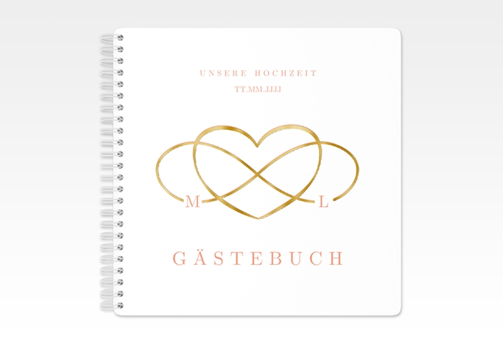 Gästebuch Hochzeit Infinity Ringbindung apricot gold
