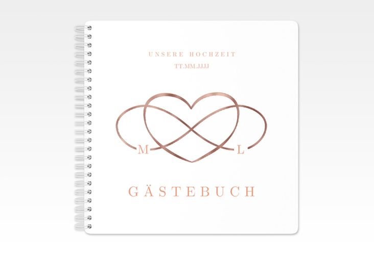 Gästebuch Hochzeit Infinity Ringbindung apricot rosegold