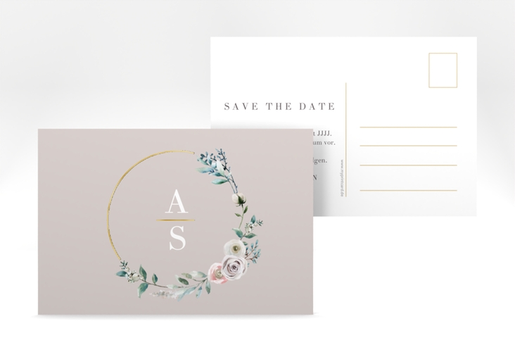 Save the Date-Postkarte Symphonie A6 Postkarte rosa gold