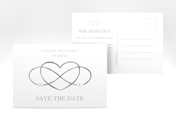 Save the Date-Postkarte Infinity A6 Postkarte grau silber