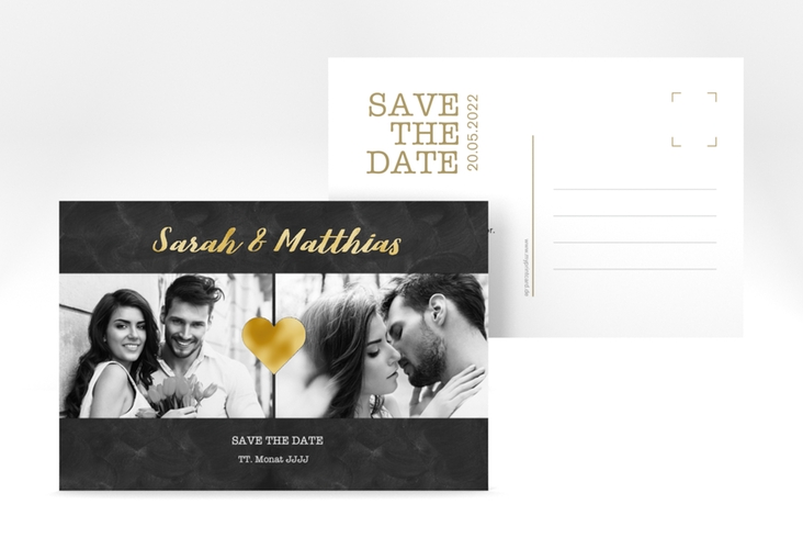 Save the Date-Postkarte Sparkly A6 Postkarte gold gold