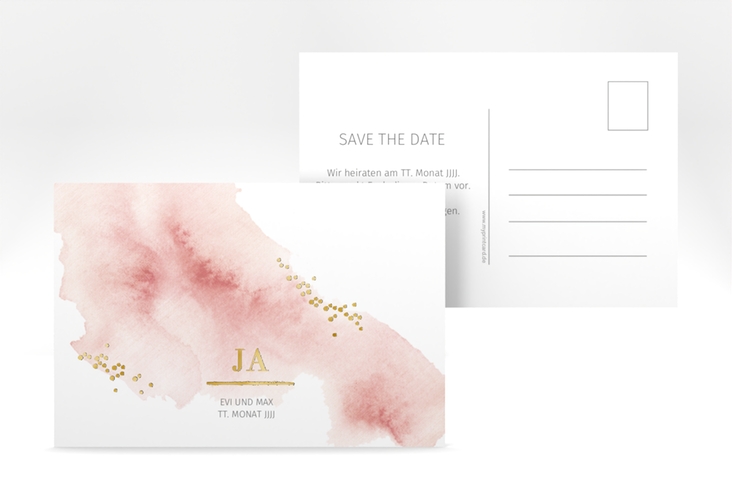 Save the Date-Postkarte Pastell A6 Postkarte rosa gold