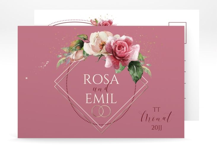 Save the Date-Postkarte Rosenbogen A6 Postkarte rosa rosegold