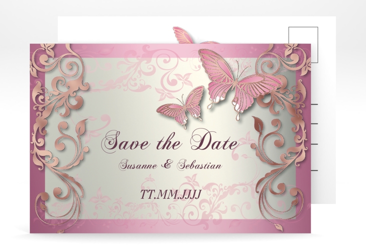 Save the Date-Postkarte Toulouse A6 Postkarte rosa rosegold