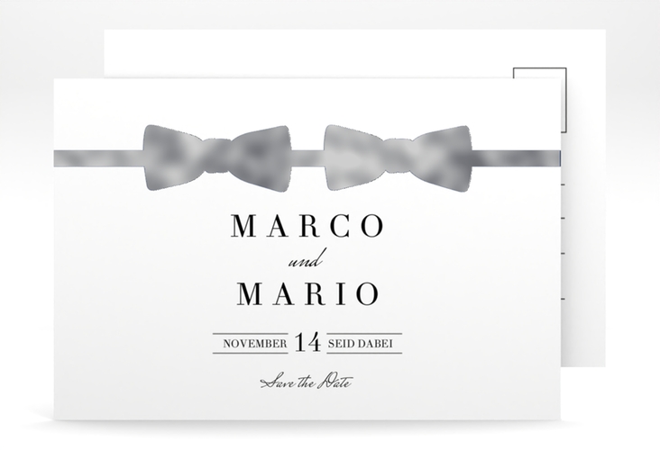 Save the Date-Postkarte Suits A6 Postkarte blau silber