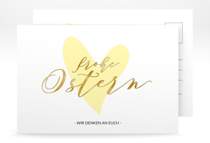 Osterkarte Osterherz A6 Postkarte gelb gold