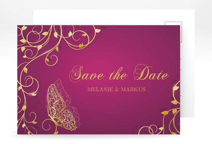 Save the Date-Postkarte Eternity A6 Postkarte pink gold
