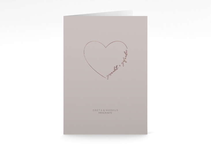 Menükarte Hochzeit Lebenstraum A5 Klappkarte hoch grau rosegold