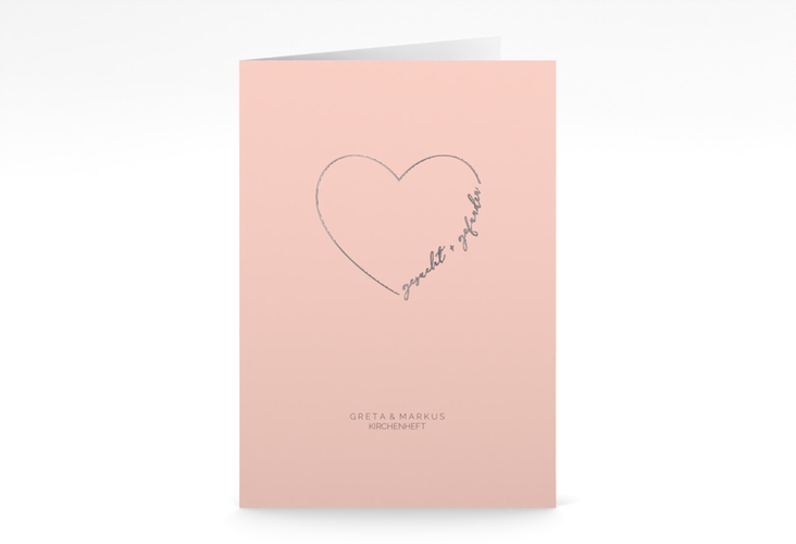 Kirchenheft Hochzeit Lebenstraum A5 Klappkarte hoch rosa silber
