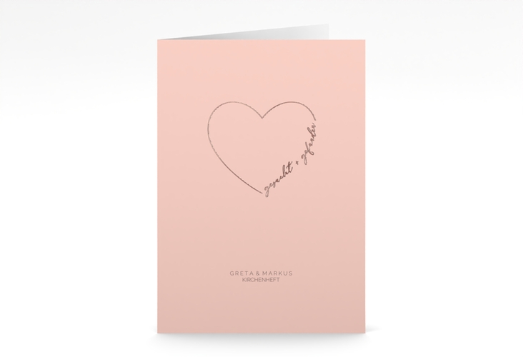 Kirchenheft Hochzeit Lebenstraum A5 Klappkarte hoch rosa rosegold