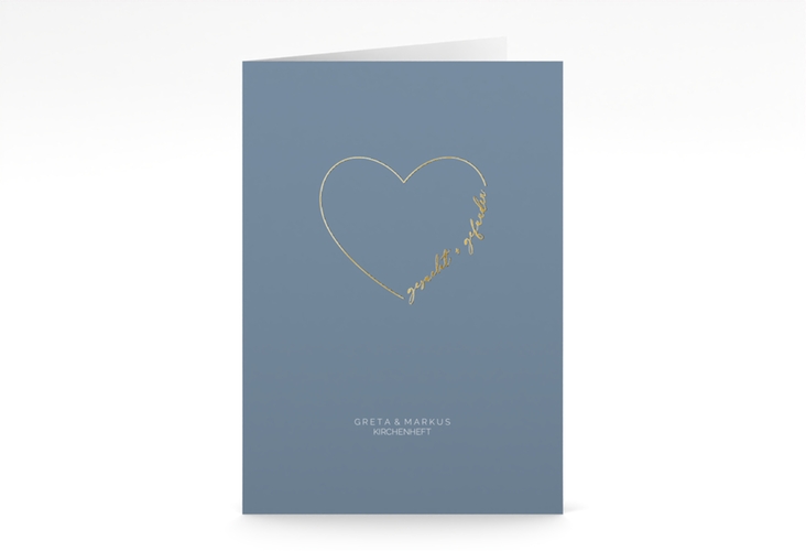 Kirchenheft Hochzeit Lebenstraum A5 Klappkarte hoch blau gold