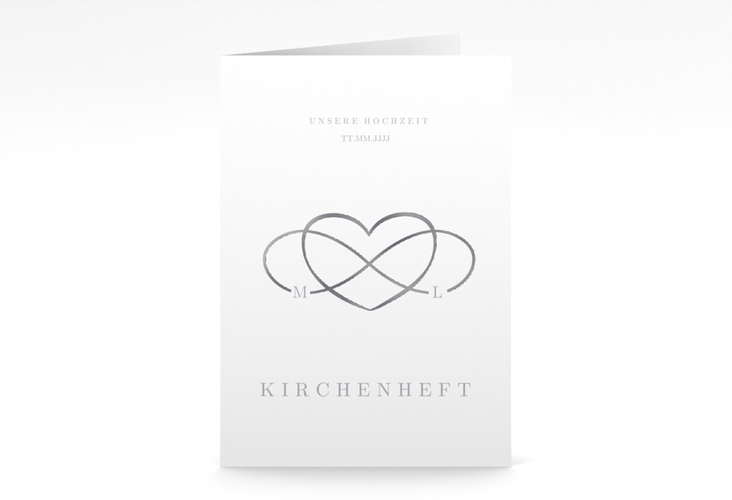 Kirchenheft Hochzeit Infinity A5 Klappkarte hoch grau silber