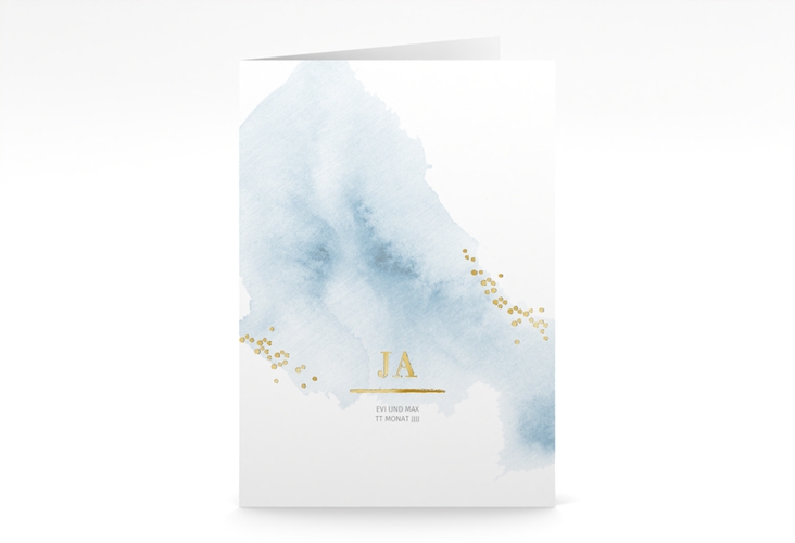 Kirchenheft Hochzeit Pastell A5 Klappkarte hoch blau gold