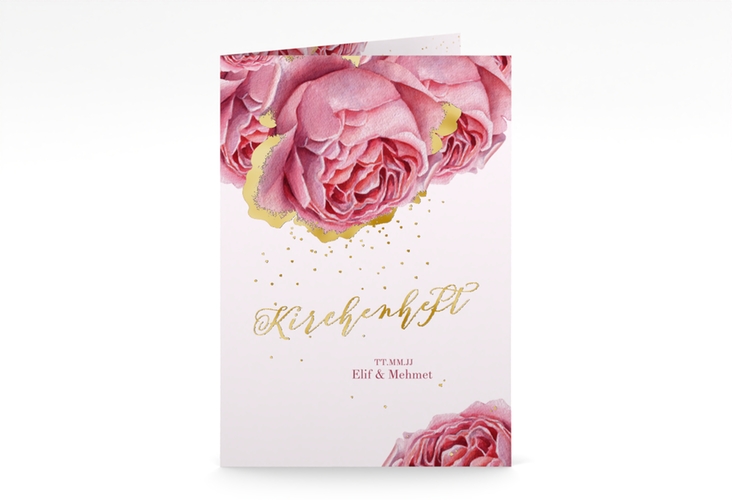 Kirchenheft Hochzeit Cherie A5 Klappkarte hoch rosa gold