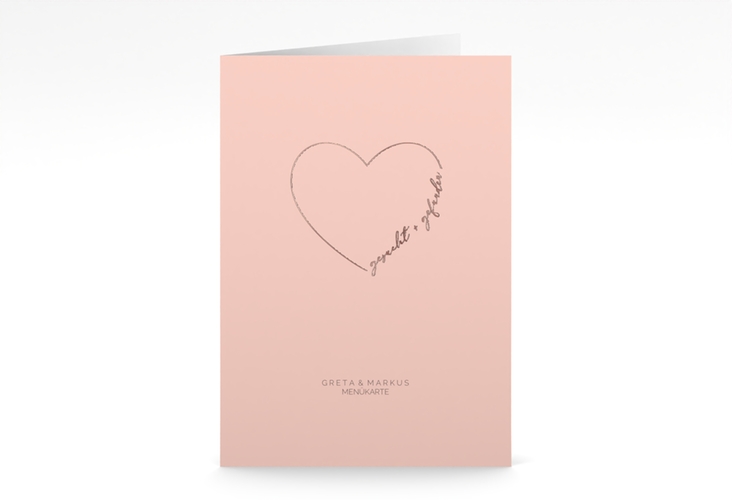 Menükarte Hochzeit Lebenstraum A5 Klappkarte hoch rosa rosegold