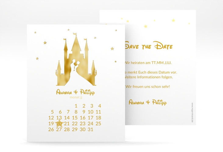 Save the Date-Kalenderblatt Castle Kalenderblatt-Karte gold gold