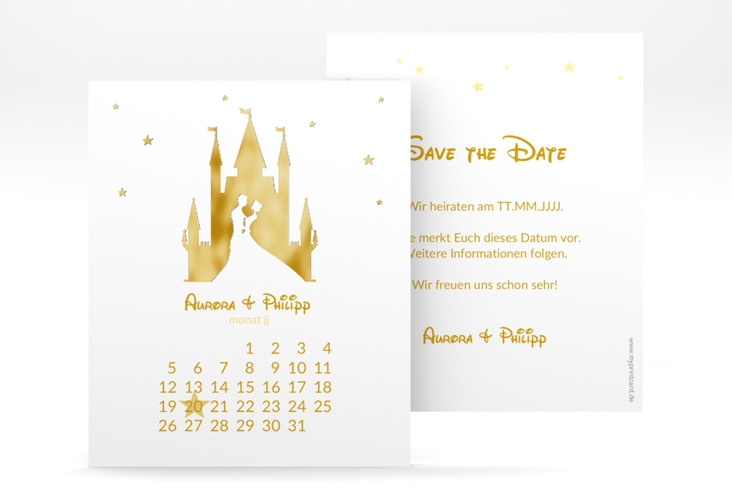 Save the Date-Kalenderblatt Castle Kalenderblatt-Karte gold gold