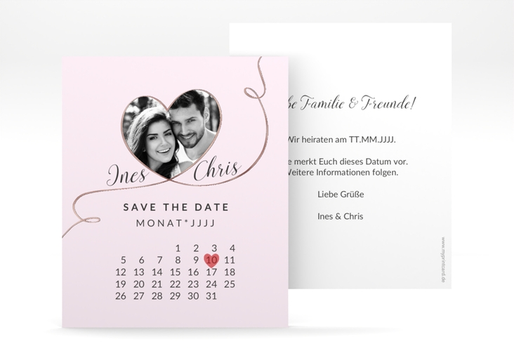 Save the Date-Kalenderblatt Dolce Kalenderblatt-Karte rosa rosegold
