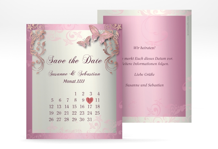 Save the Date-Kalenderblatt Toulouse Kalenderblatt-Karte rosa rosegold